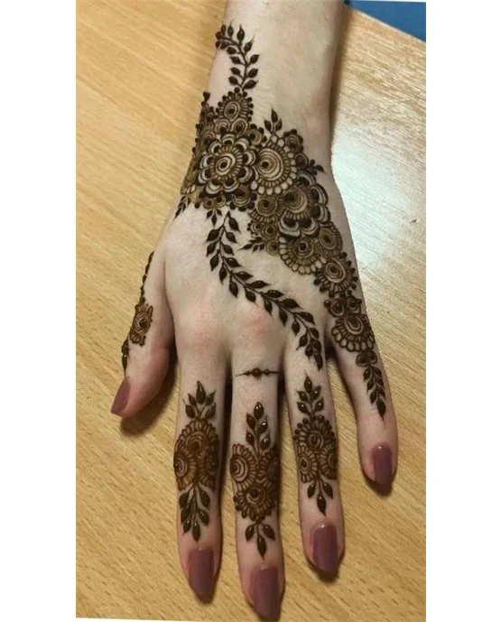 Daisy Inspired Modern Back Hand Mehndi Design